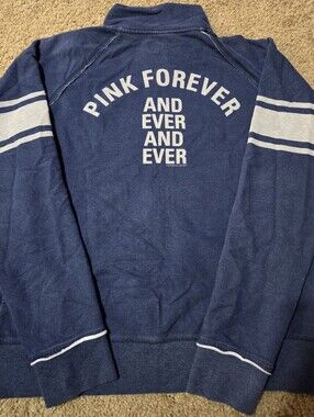 PINK Victoria's Secret Large Vintage Crossbone Dog Logo Full Zip Sweatshirt HTF